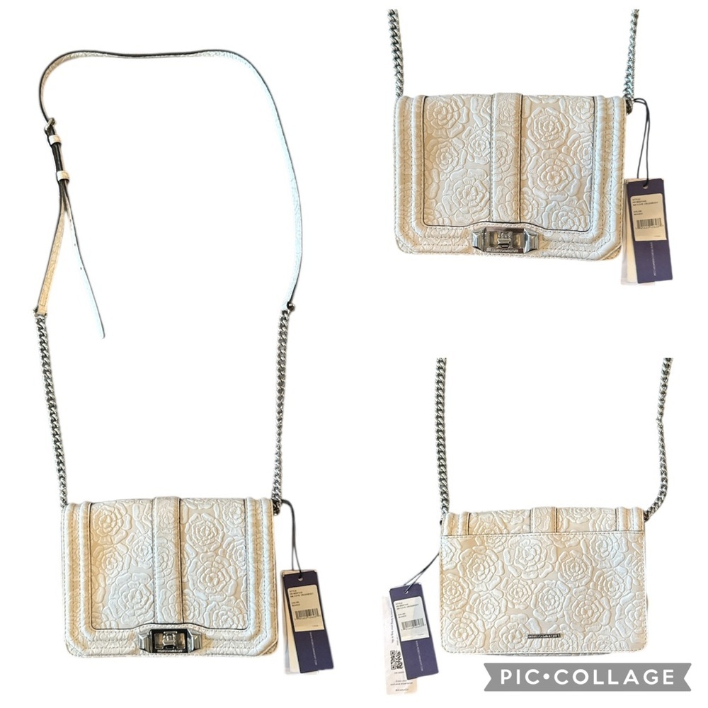 Rebecca Minkoff Love Crossbody White Floral Embossed NWT